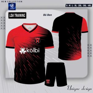 Áo CLB LDA Màu Đỏ Đen - Thiết Kế Tia Chớp Năng Động