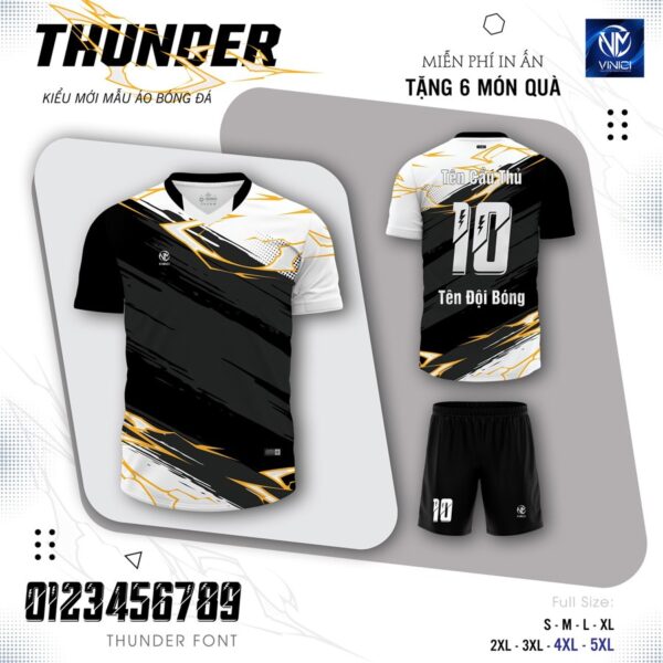 Áo Bóng Đá Thunder Xanh Dương Không Logo - Ảnh 7