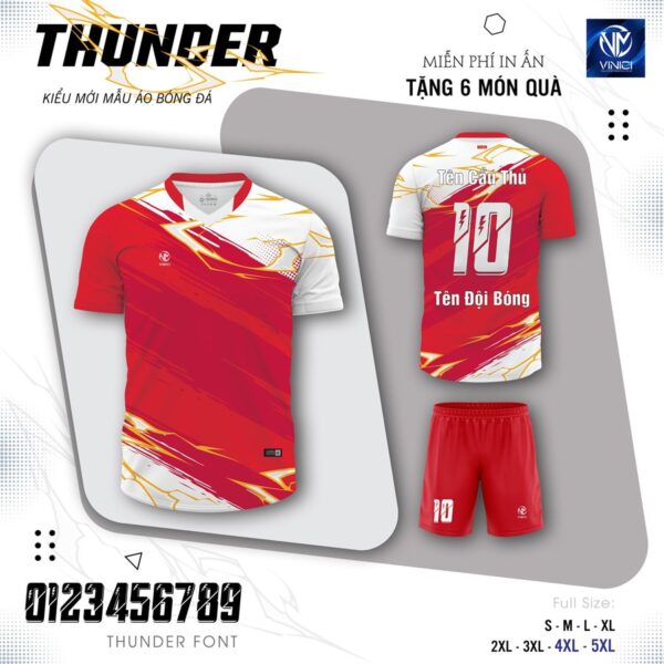 Áo Bóng Đá Thunder Xanh Dương Không Logo - Ảnh 4