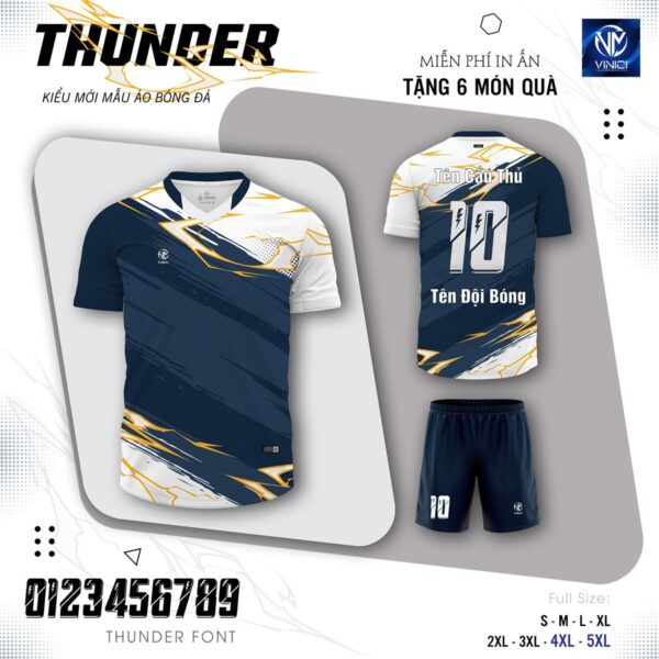 Áo Bóng Đá Thunder Xanh Dương Không Logo - Ảnh 3