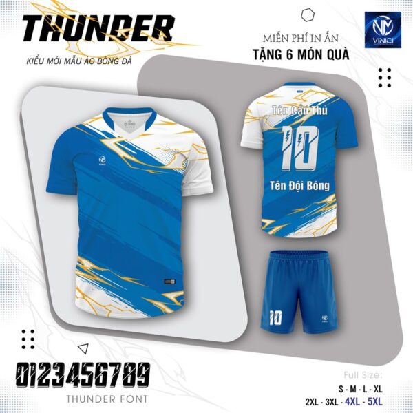 Áo Bóng Đá Thunder Xanh Dương Không Logo