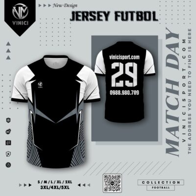 Áo Thể Thao Jersey Đen Trắng – Thiết Kế Hình Học Cá Tính