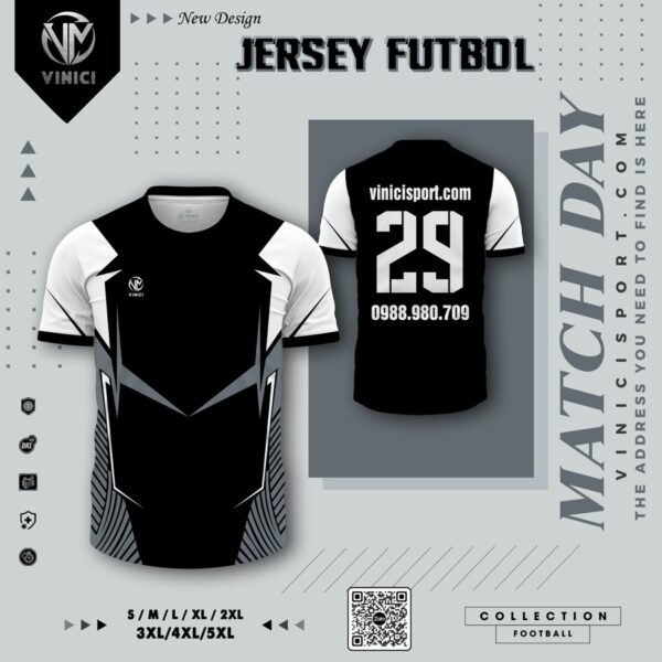 Áo Thể Thao Jersey Đen Trắng – Thiết Kế Hình Học Cá Tính