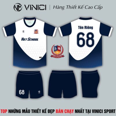 Áo thể thao Việt School – Trắng Xanh Gradient Cá Tính