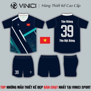 Áo Bóng Đá Thiết Kế VINICI Xanh Navy – Tự Hào Dân Tộc, Đậm Chất Thể Thao