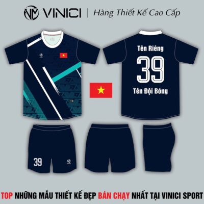 Áo Bóng Đá Thiết Kế VINICI Xanh Navy – Tự Hào Dân Tộc, Đậm Chất Thể Thao
