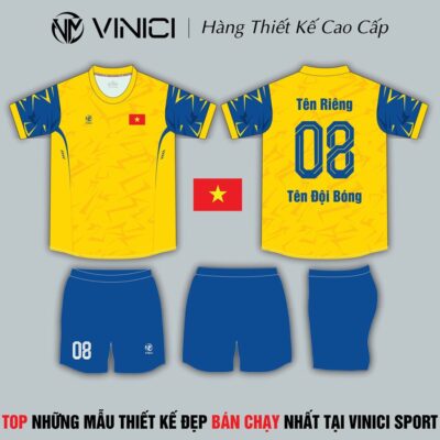 Áo đấu thể thao vàng xanh dương lightning bolt - Vinici Sport