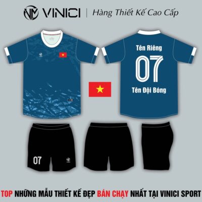 Áo đá bóng nam Xanh Navy phối trắng – Mẫu thể thao chuyên nghiệp thời trang