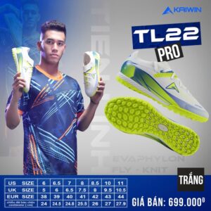 Giày đá banh Kaiwin TL22 Pro Trắng Xanh Neon