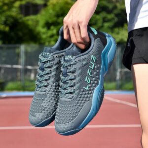 Giày Thể Thao Pickleball Tennis LEFUS L036 Xám Phối Xanh Dương
