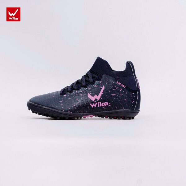 Giày đá bóng Wika Galaxy Xanh Đen - Hồng Tím Neon | Cổ Cao Sock-Fit TF