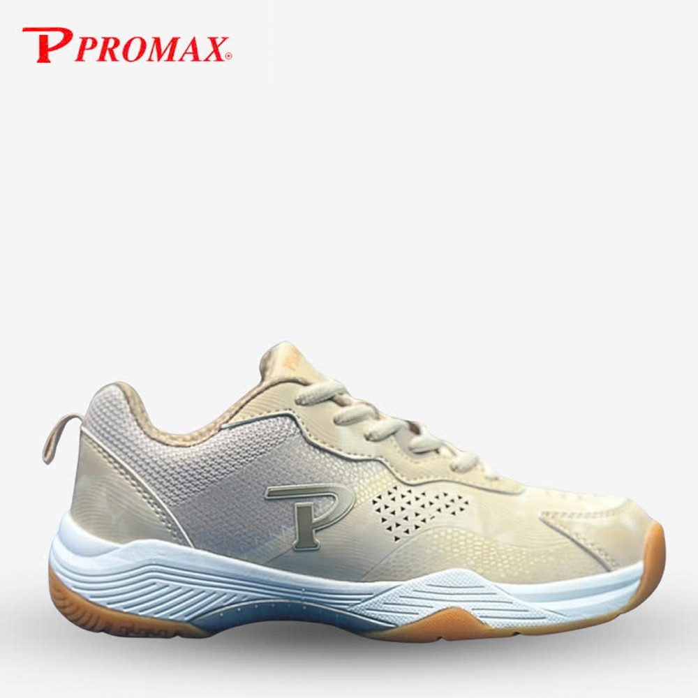 Giày cầu lông Promax 241023 màu trắng xám phối xanh lam đế nâu
