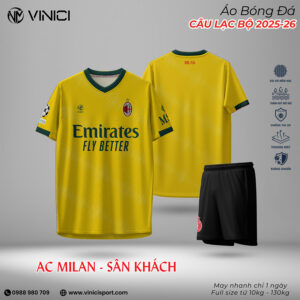 Áo bóng đá AC Milan sân khách 2025-2026 màu vàng – Vinici chính hãng