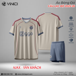 Áo đấu Ajax sân khách 2025-26 màu be thanh lịch