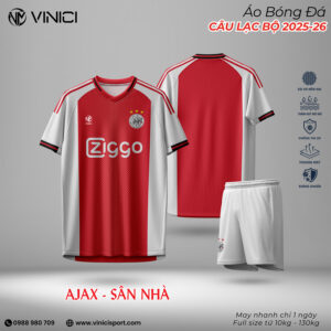 Áo Bóng Đá Ajax Sân Nhà 2025-2026 – Đỏ Trắng Chủ Đạo