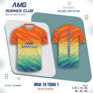 Áo Chạy Bộ Nam Màu Gradient Cam Vàng Xanh – Năng Động & Nổi Bật