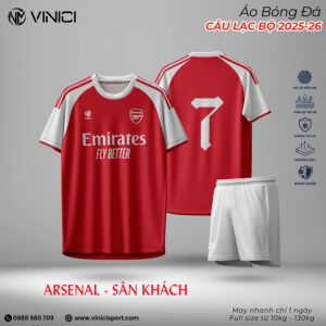 Áo Đấu Arsenal Sân Khách 2025-26 Màu Đỏ Rượu Truyền Thống