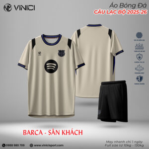 Áo Bóng Đá Barca – Sân Khách Màu Be Ngà 2025-26 | Vinici
