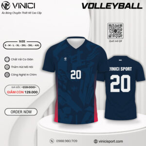 Áo Bóng Chuyền Thiết Kế VINICI BC01 - Xanh Navy Đậm