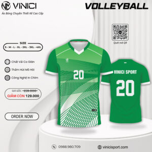Áo Bóng Chuyền Nam Xanh Lá Phối Trắng – Mã BC01 Vinici 13