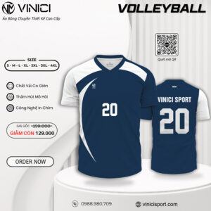 Áo Bóng Chuyền Nam Xanh Navy VINICI BC01 – Thiết Kế Cao Cấp