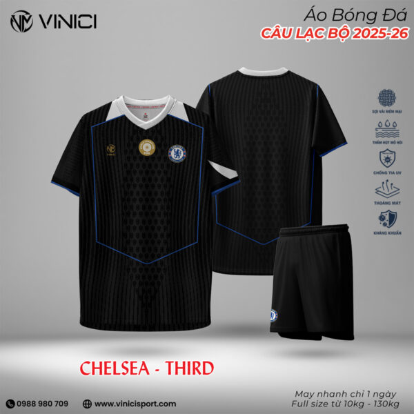 Áo Bóng Đá Chelsea 2025-26 Third Kit Màu Đen