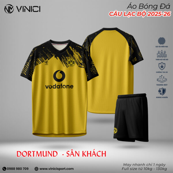 Áo Bóng Đá Dortmund Sân Khách 2025-2026 Màu Vàng Đen