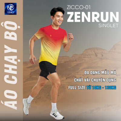 Áo chạy bộ ZICCO-01 ZENRUN chuyển sắc đỏ vàng – Năng lượng & Tốc độ