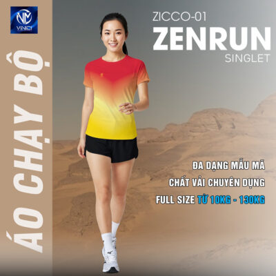 Áo Chạy Bộ ZICCO-01 Zenrun Màu Đỏ Ombre Năng Động