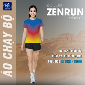 Áo chạy bộ ZENRUN Zicco-01 Xanh Bích chuyển sắc nổi bật