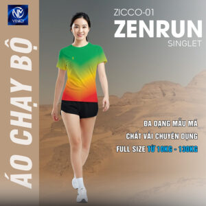 Áo chạy bộ Zicco-01 Zenrun Singlet - Xanh Ombre Năng Lượng