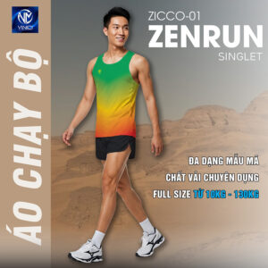 Áo chạy bộ ZICCO-01 ZENRUN Singlet xanh ombre năng động