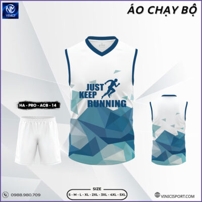 Áo Chạy Bộ Trắng Xanh - HA PRO ACB 14