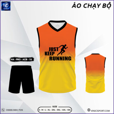 Áo Chạy Bộ Nam Sát Nách Ombre Cam Vàng – Just Keep Running