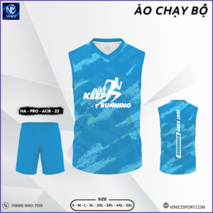Áo Chạy Bộ Nam Không Tay Xanh Dương 'JUST KEEP RUNNING' - Mã HA-PRO-ACB-22