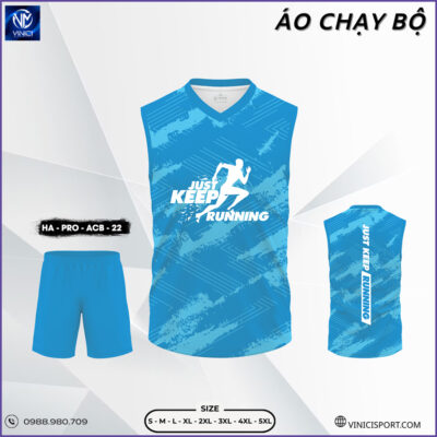 Áo Chạy Bộ Nam Không Tay Xanh Dương ‘JUST KEEP RUNNING’ – Mã HA-PRO-ACB-22