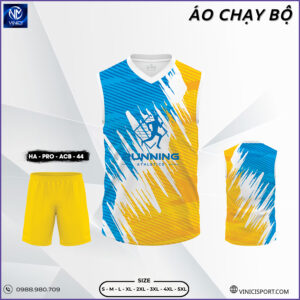 Áo chạy bộ nam HA PRO ACB 44 – Xanh dương phối trắng vàng nghệ cá tính
