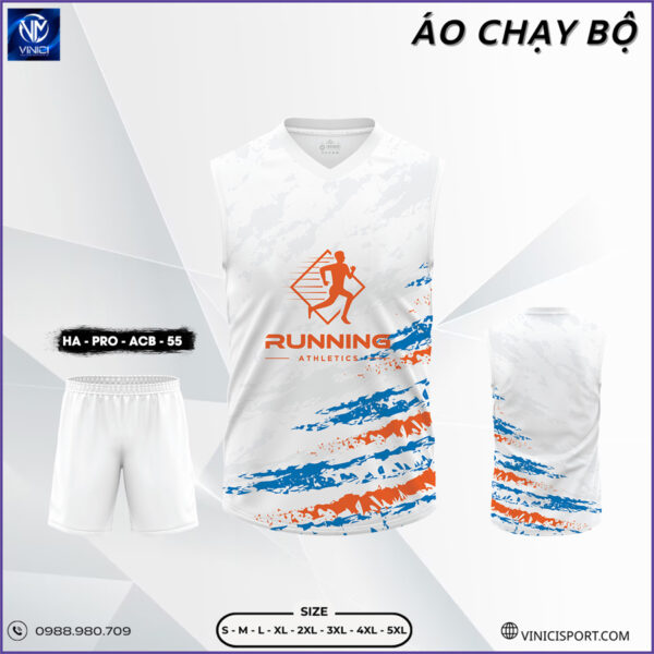 Áo Chạy Bộ HA - PRO - ACB - 55 Trắng Cá Tính