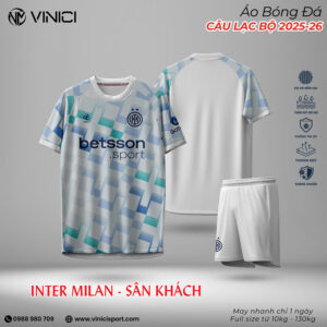 Áo Bóng Đá Inter Milan Sân Khách 2025-26 – Trắng Xám Caro Xanh Dương Ngọc