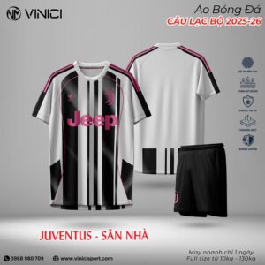 Áo Bóng Đá Juventus Sân Nhà 2025-26 - Đen Trắng Hồng