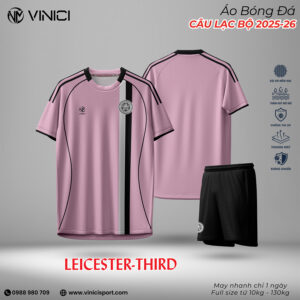 Áo bóng đá Leicester Third 2025-26 – Hồng Pastel phối đen cá tính