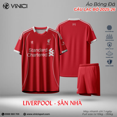 Áo Bóng Đá Liverpool Sân Nhà 2025-2026 – Đỏ Truyền Thống