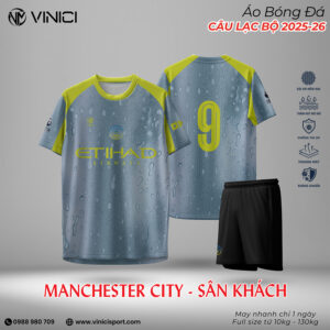 Áo Bóng Đá Manchester City Sân Khách 2025–26 – Xanh Xám Giọt Nước
