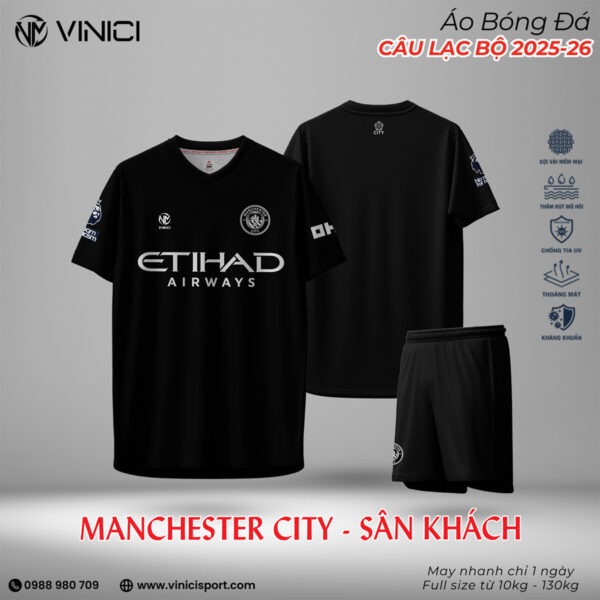 Áo bóng đá Manchester City sân khách màu đen – Mùa giải 2025/2026