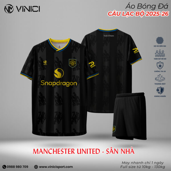 Áo Bóng Đá Manchester United 2025–26 – Đen Vàng Sang Trọng