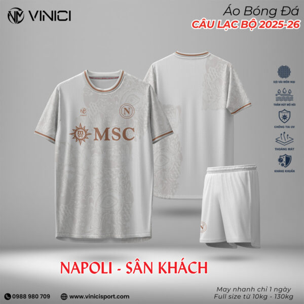 Áo Bóng Đá Napoli Sân Khách 2025-26 Màu Trắng Ngà