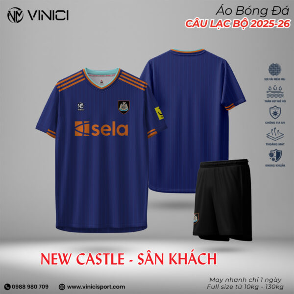 Áo bóng đá Newcastle sân khách 2025-2026 – Xanh navy phối cam