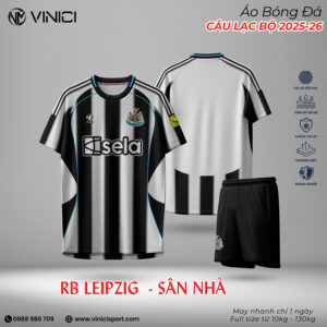 Áo Bóng Đá RB Leipzig Sân Nhà 2025-2026 - Đen Trắng Xanh Dương
