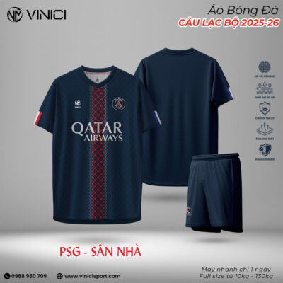 Áo bóng đá PSG 2025-2026 sân nhà xanh navy đậm
