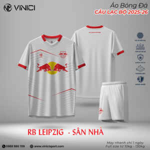 Áo Bóng Đá RB Leipzig Sân Nhà 2025-26 Trắng Đỏ